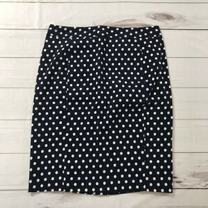 Pixley Womens Blue And White Polka Dot Straight Pencil Skirt Size Large
